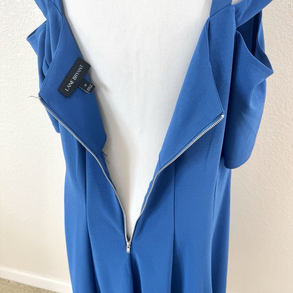 $99 Lane Bryant Strappy Cold Shoulder Fit & Flare Dress Royal Blue Plus Size 16 - Picture 13 of 16